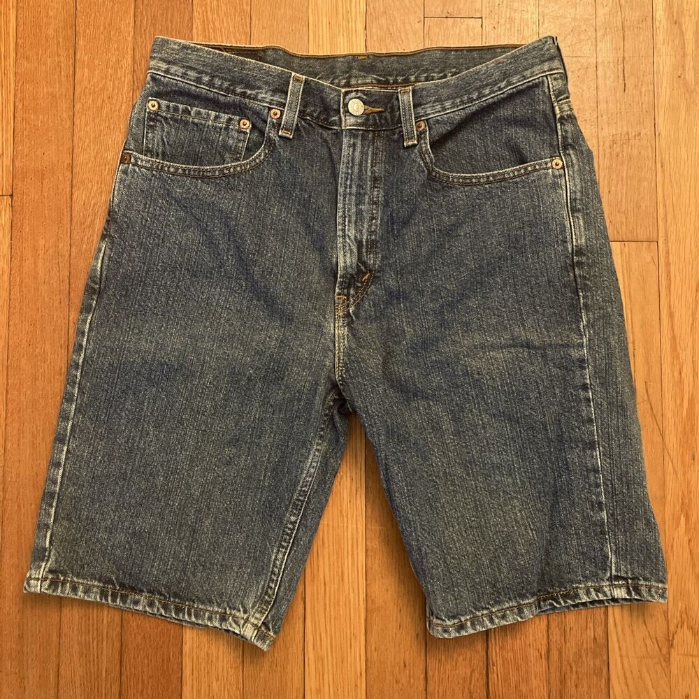 Levis 505 Shorts Mens 32 Regular Fit Straight Cut Denim Jean Classic Zip Fly